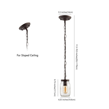 Gaines 5.5" Farmhouse Industrial Iron Mason Jar LED Pendant - JONATHAN Y